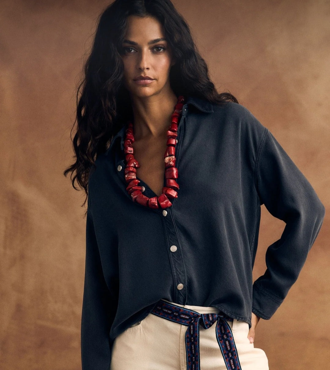XIRENA Almost Black Gia Denim Shirt