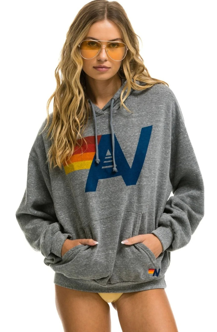 AVIATOR NATION LOGO PULLOVER RELAXED HOODIE - HEATHER GREY