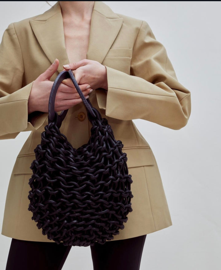 ALIENINA Small Waxed Rope Bag Dark Brown