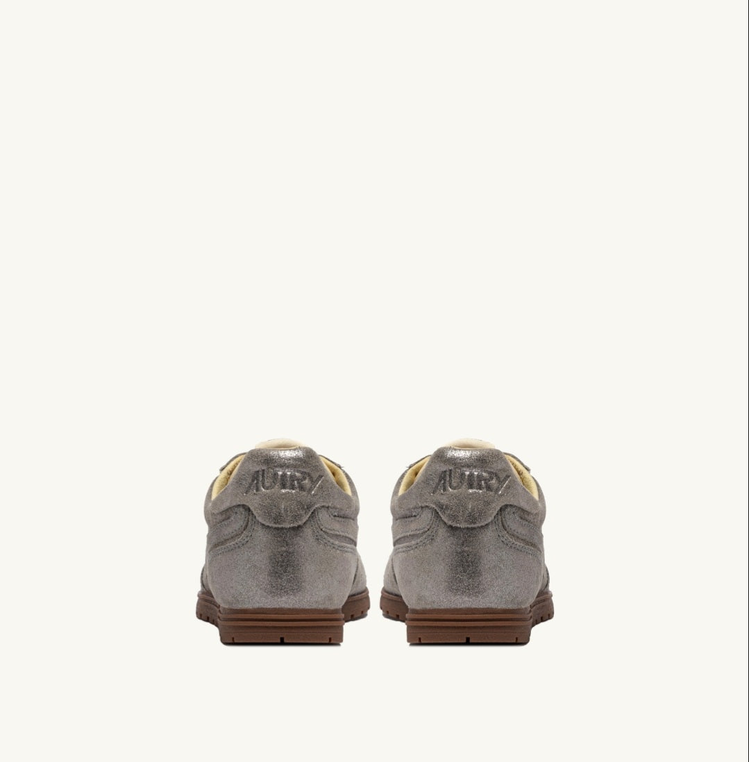 AUTRY WINDSPIN SNEAKERS IN GLITTER SILVER SUEDE