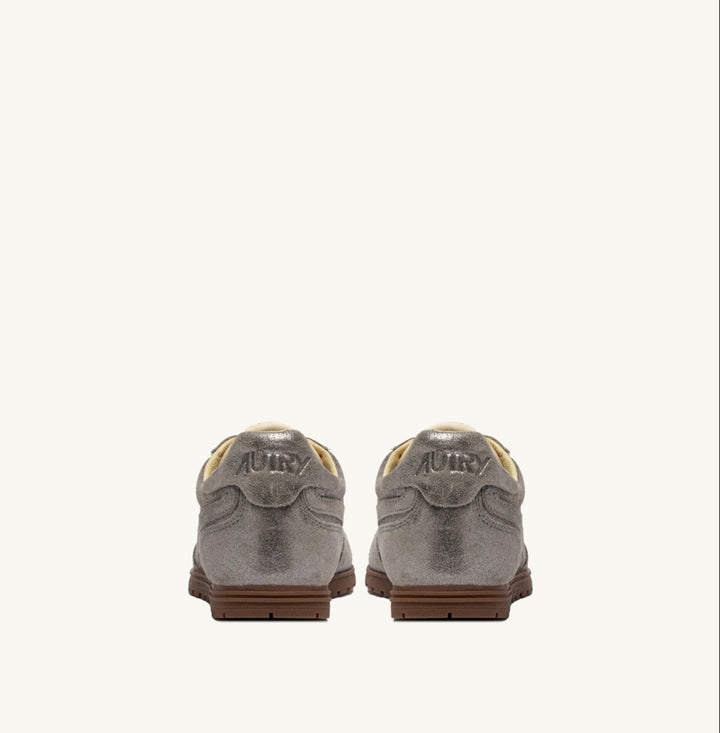 AUTRY WINDSPIN SNEAKERS IN GLITTER SILVER SUEDE