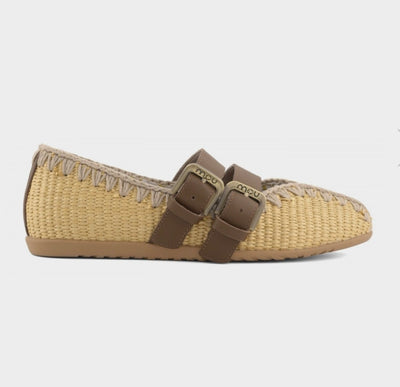 MOU Ballerina Buckle Straps Raffia Natural