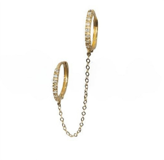 14K Yellow Gold Helix Hoop with Chain – 11mm