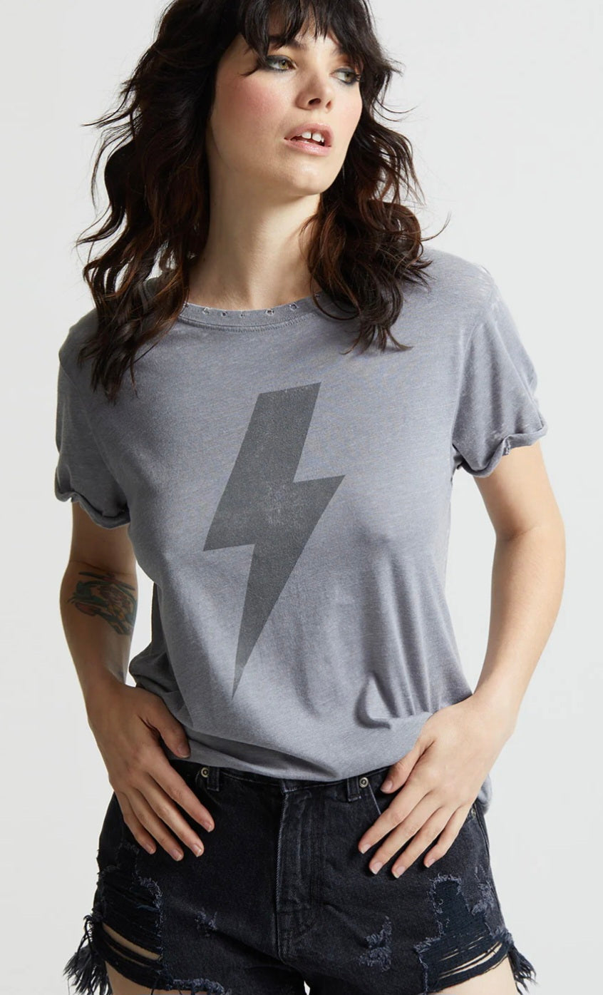 RECYCLED KARMA AC/DC Vintage Lightning Bolt Fitted T-Shirt