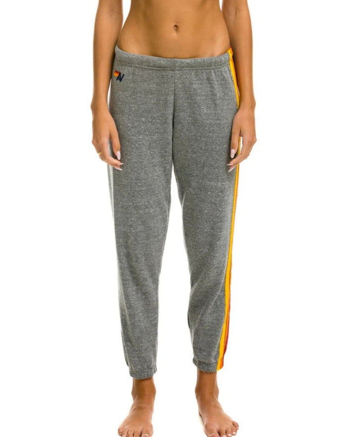 AVIATOR NATION 5 STRIPE SWEATPANTS - HEATHER GREY