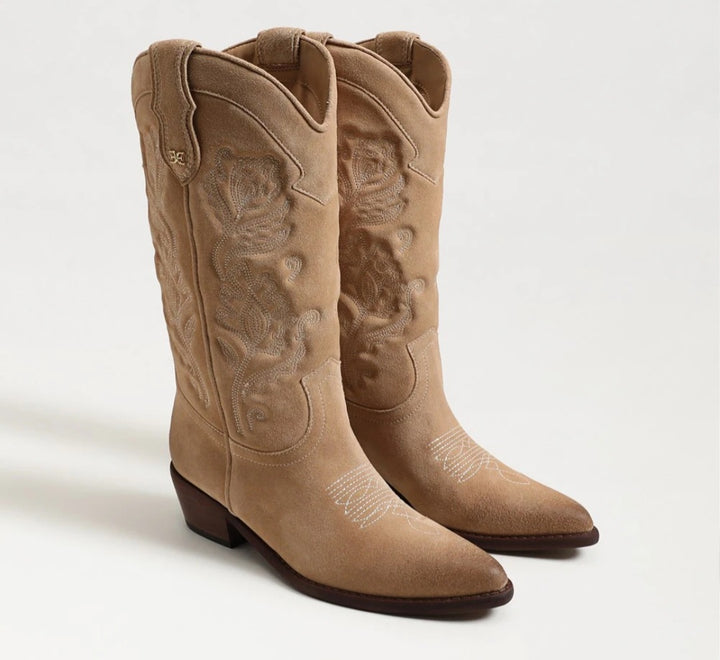 SAM EDELMAN RUE Western Boot In Cyprus Tan Suede