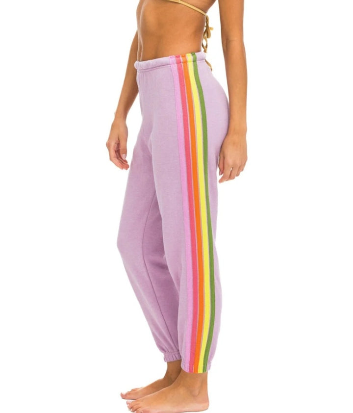 AVIATOR NATION 5 STRIPE SWEATPANTS - MAUVE