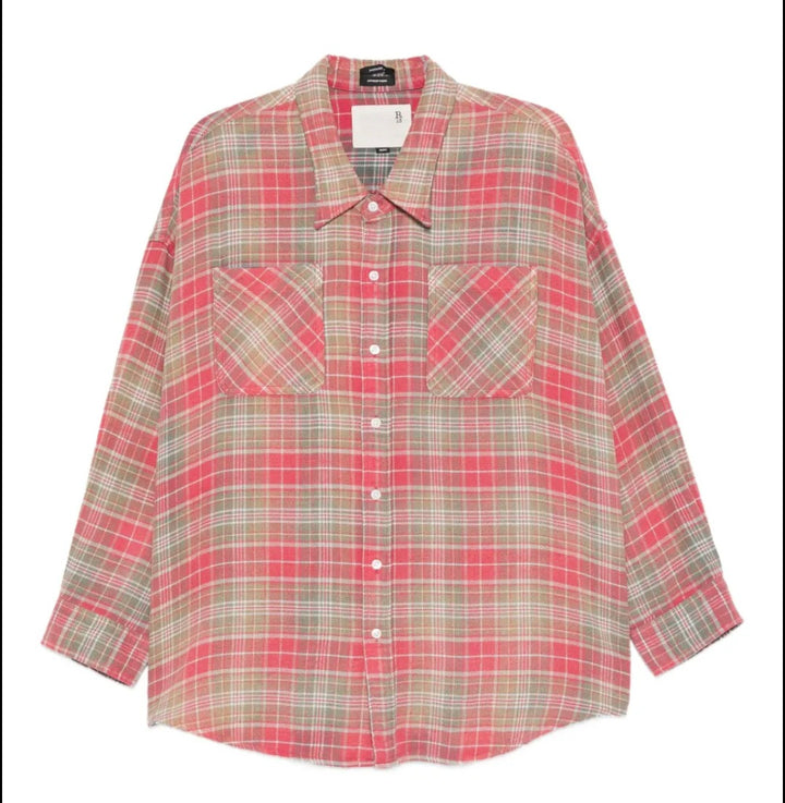 R13 OVERSIZED PLAID SHIRT Pink / Teal