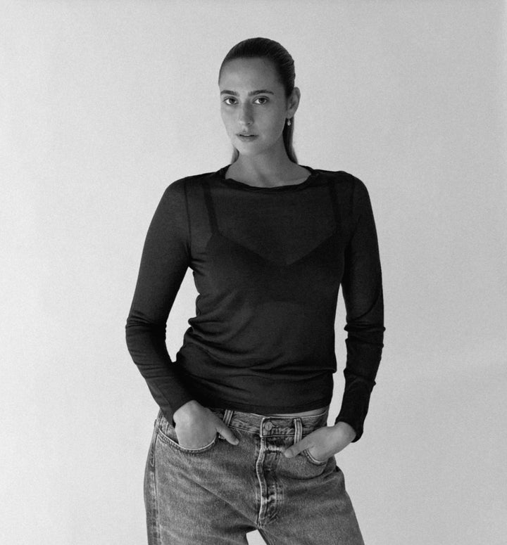 MAJESTIC FILATURES Long-Sleeve  Crew Neck T-Shirt Black