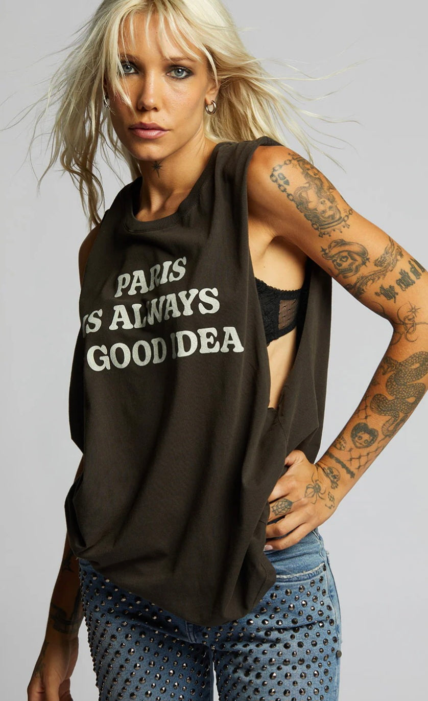 RECYCLED KARMA Paris Is Always a Good Idea Muscle Tank Top