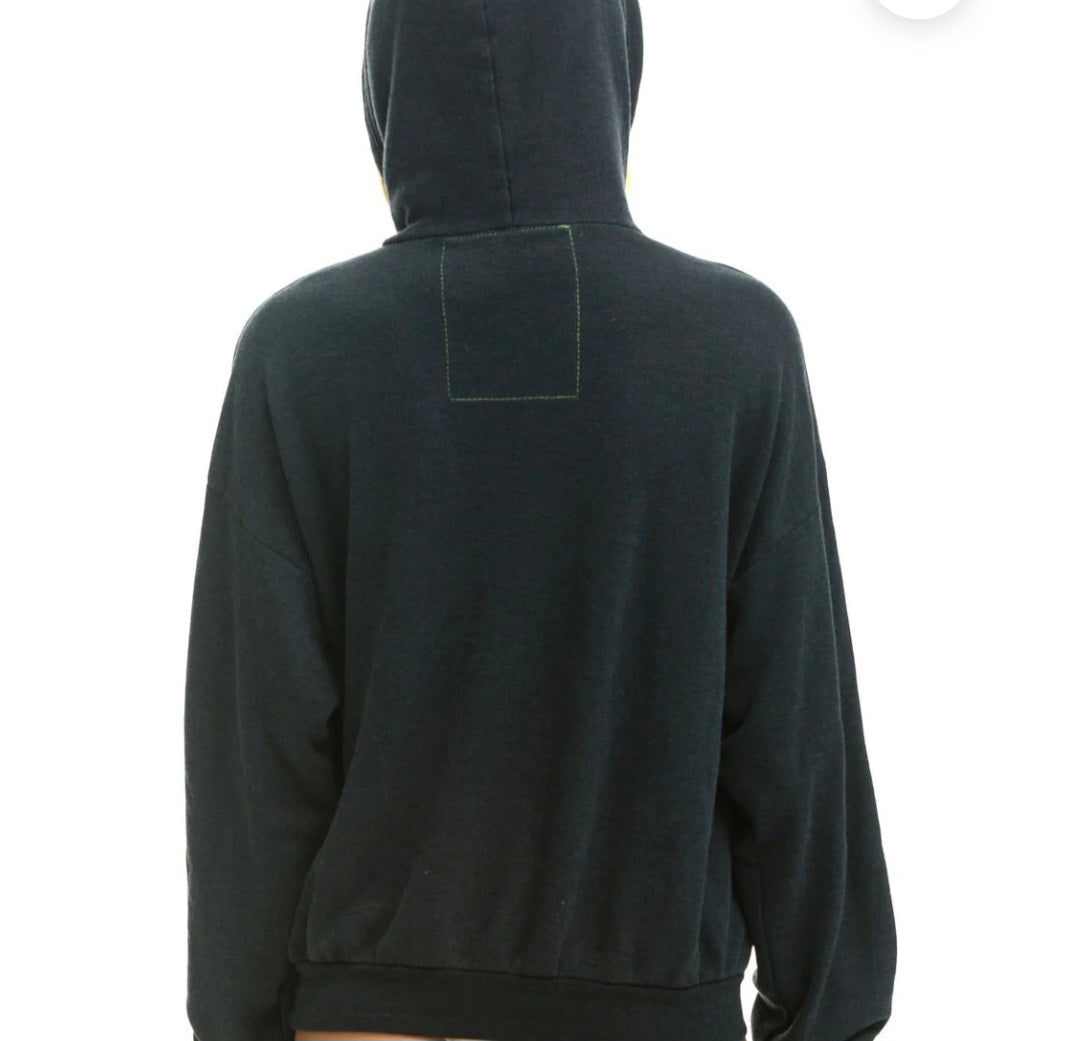 AVIATOR NATION LOGO PULLOVER RELAXED HOODIE - CHARCOAL