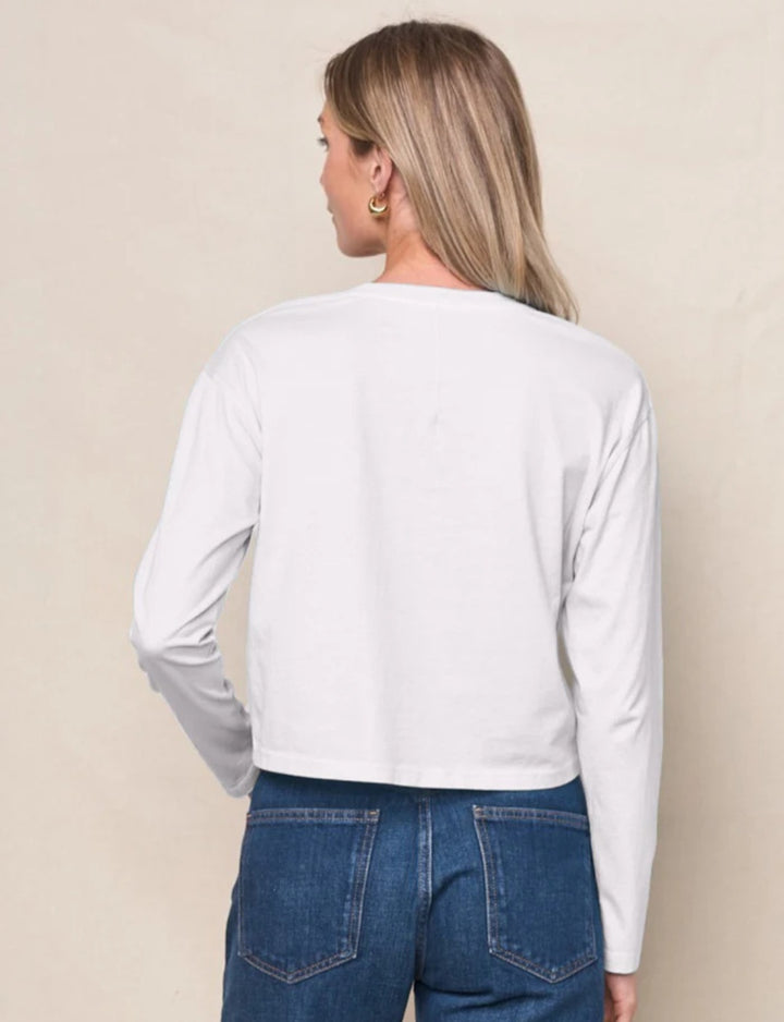 STATESIDE Cloud Jersey Long Sleeve Boxy Crew in White