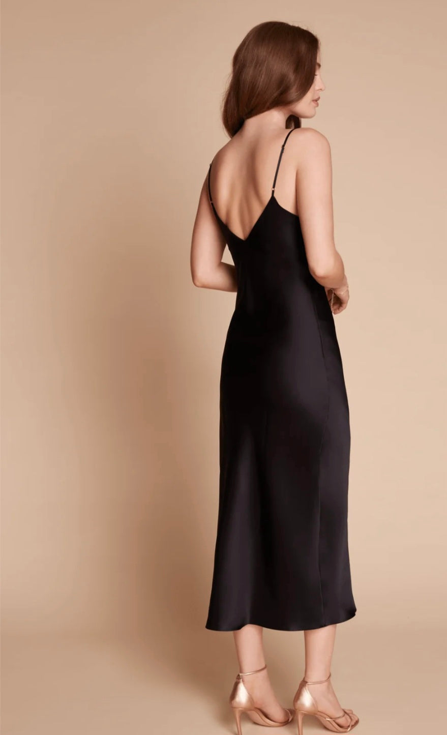 Gilda & Pearl Sophia Midi Silk  Slip Dress Black
