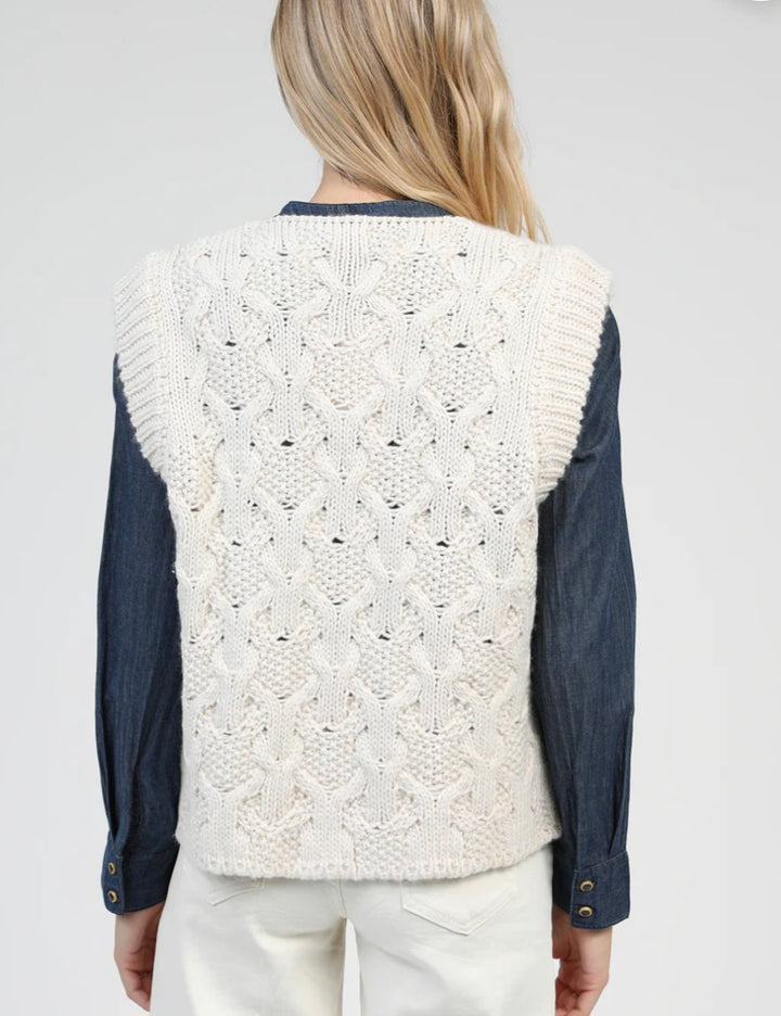 ANGE CARDIGAN SANS MANCHE LAJOIA ecru