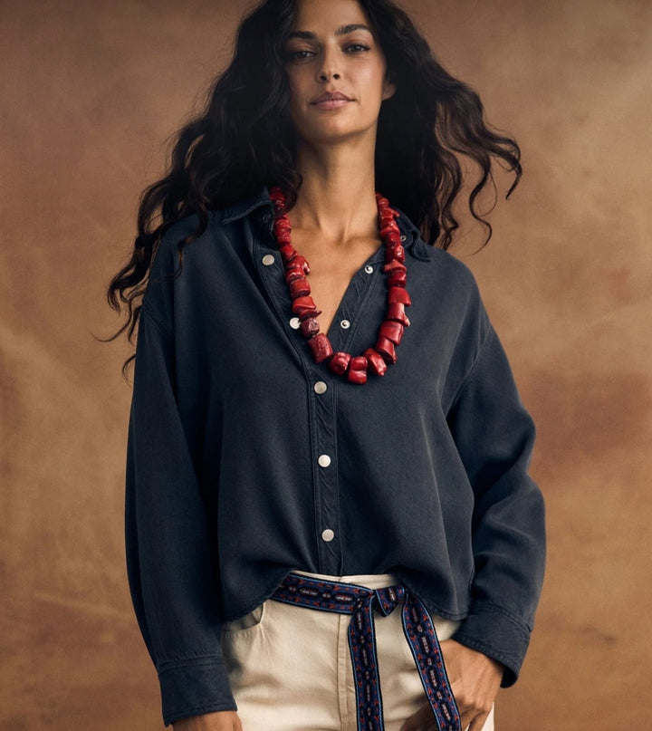 XIRENA Almost Black Gia Denim Shirt