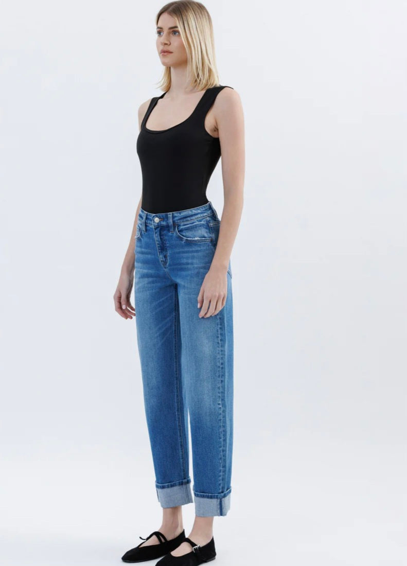 VERVET Lullaby - High Rise Cuffed Barrel Jeans