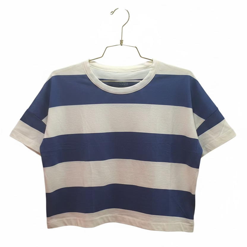 MAJESTIC FILATURES Boxy Tee Stripes White / Blue