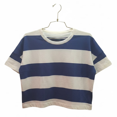 MAJESTIC FILATURES Boxy Tee Stripes White / Blue