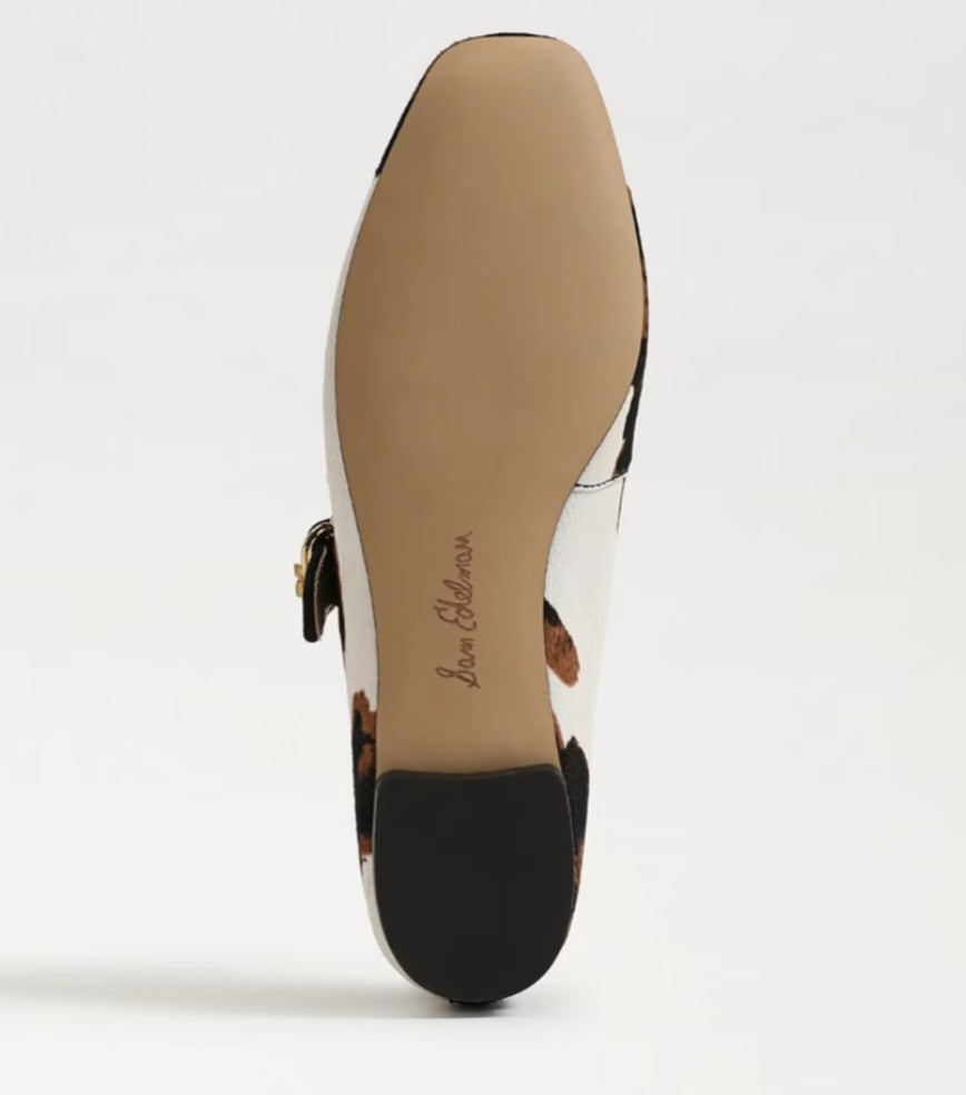 SAM EDELMAN Michaela Mary Jane Flat Cow Print Calf Hair