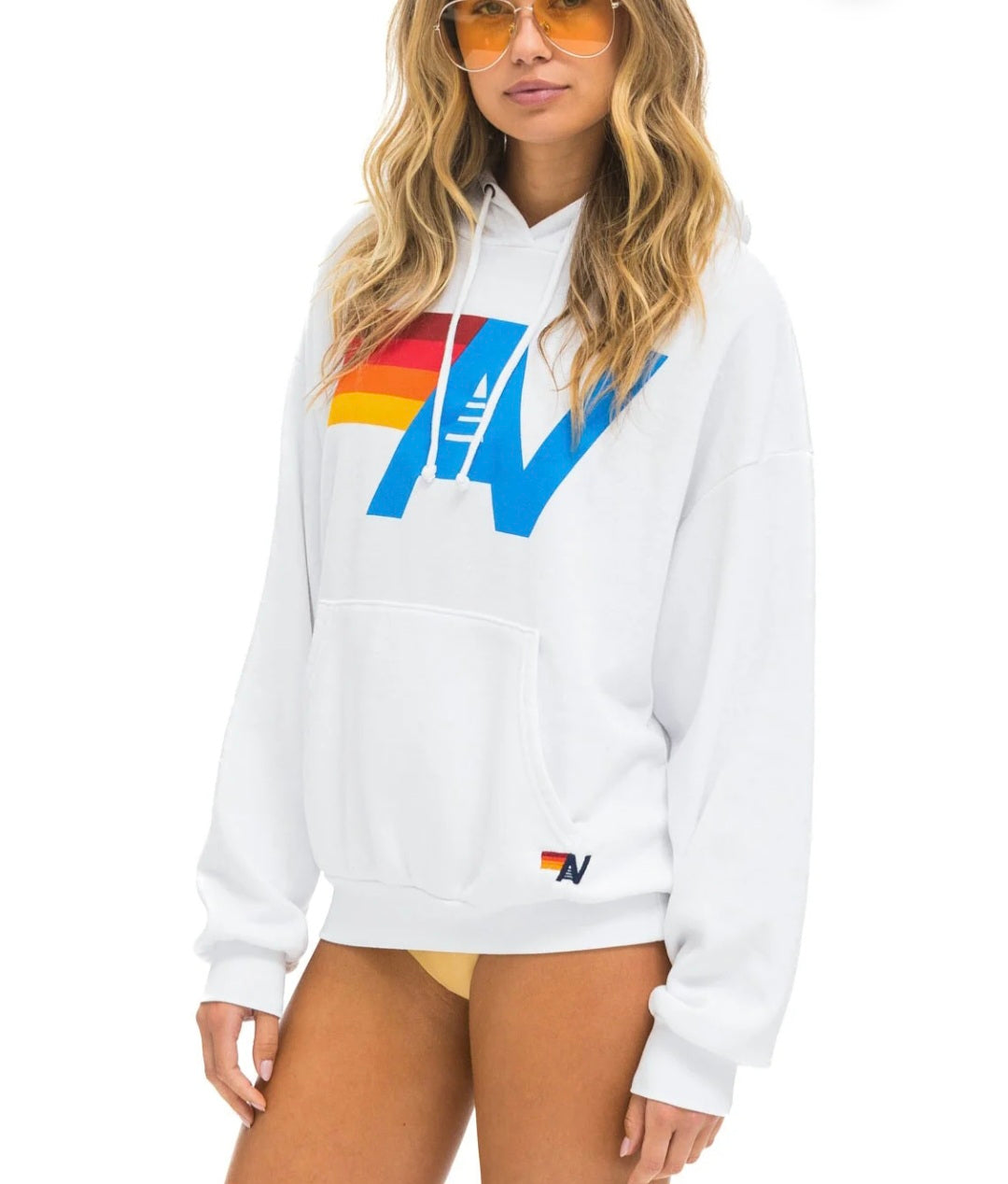 AVIATOR NATION LOGO PULLOVER RELAXED HOODIE - WHITE