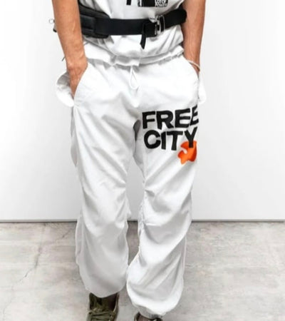 FREECITY FLAP/SNAP MATTE/SATIN AIRJUMP pant -white / orange