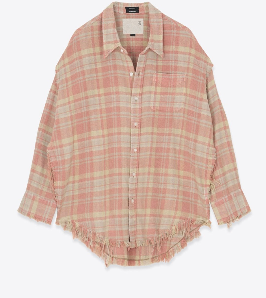 R13 SHREDDED SEAM PLAID SHIRT