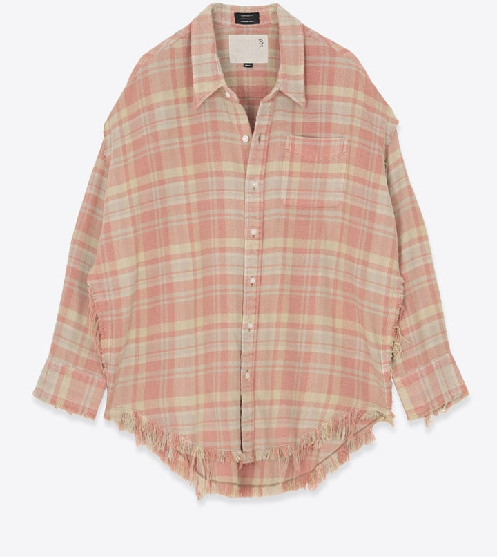 R13 SHREDDED SEAM PLAID SHIRT