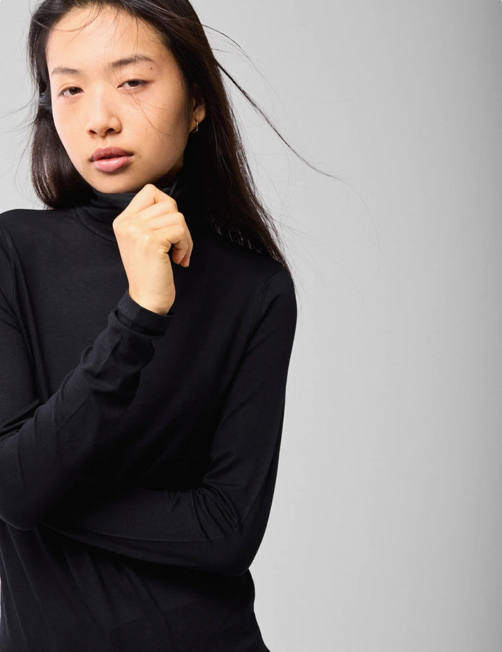 MAJESTIC FILATURES High Neck Shirt  Long Sleeve Black