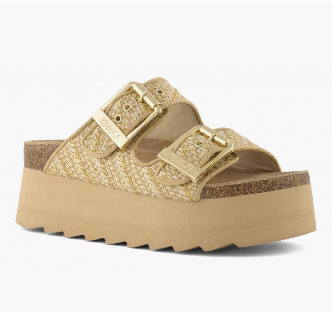 COLORS OF CALIFORNIA IRVI Metallic raffia platform