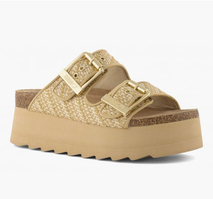COLORS OF CALIFORNIA IRVI Metallic raffia platform