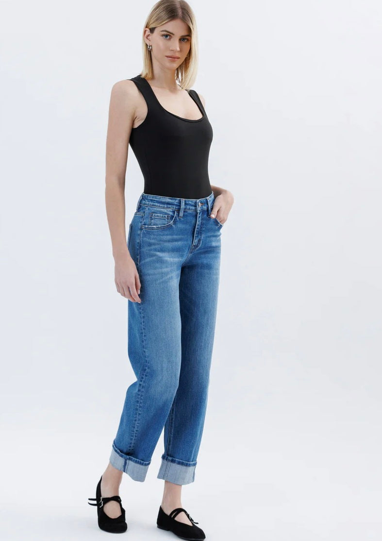 VERVET Lullaby - High Rise Cuffed Barrel Jeans