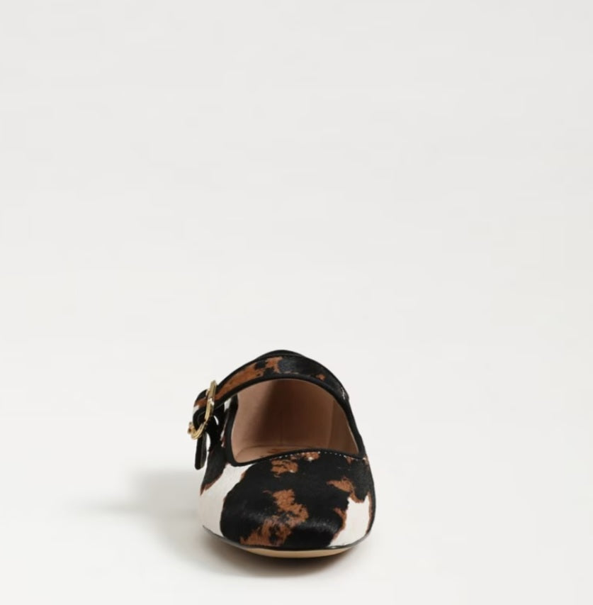SAM EDELMAN Michaela Mary Jane Flat Cow Print Calf Hair