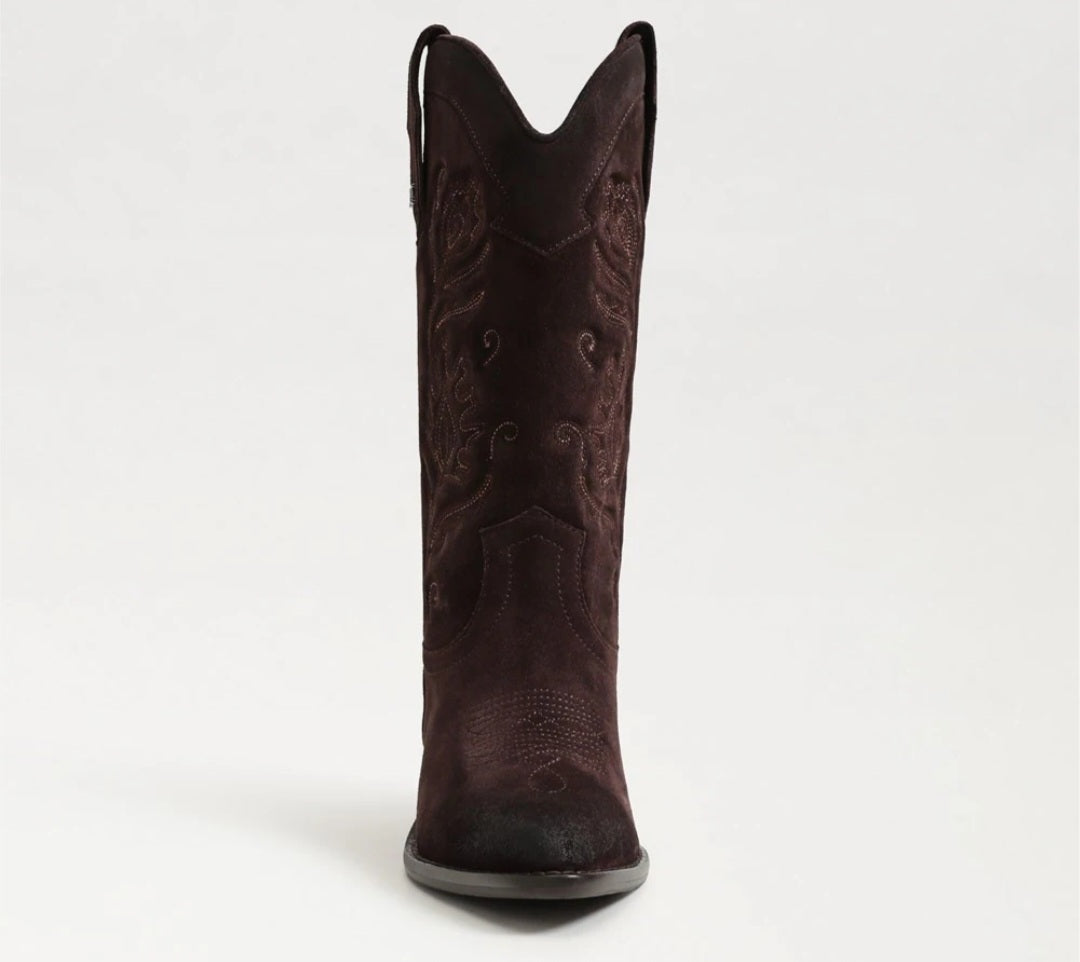 SAM EDELMAN RUE Western Boot In Cafe Noir Suede