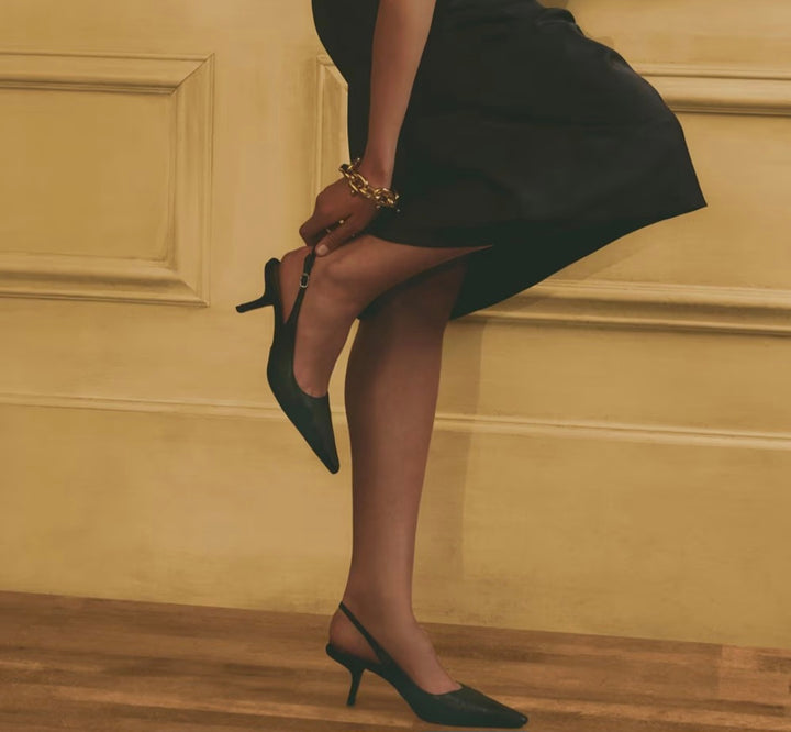 SAM EDELMAN Bianka Slingback Pump In Black Leather