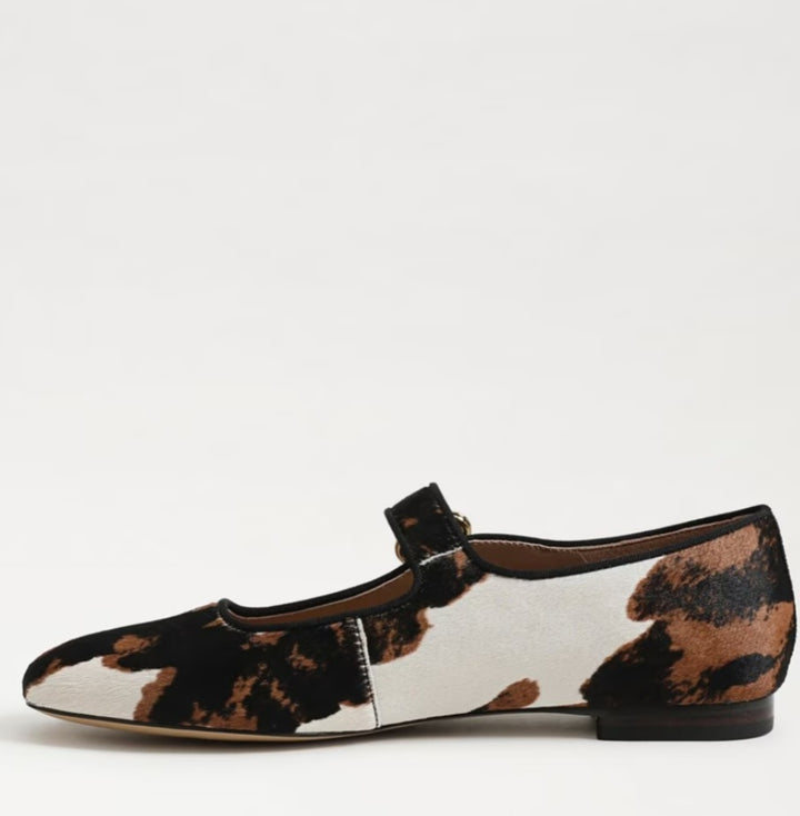 SAM EDELMAN Michaela Mary Jane Flat Cow Print Calf Hair