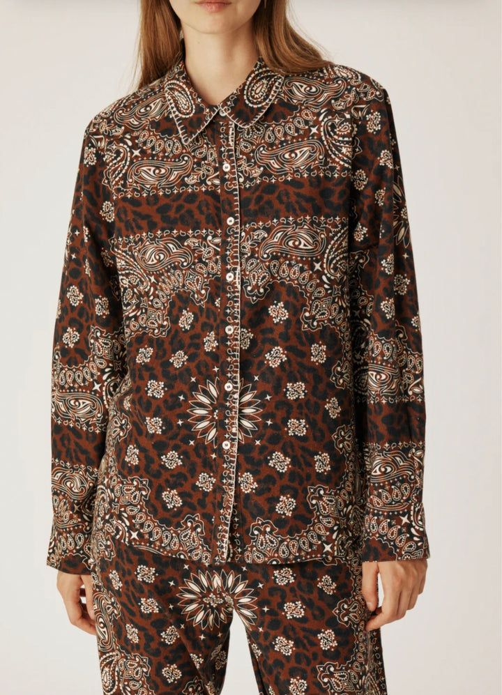 ARIZONA LOVE Leopard Bandana Shirt Brown