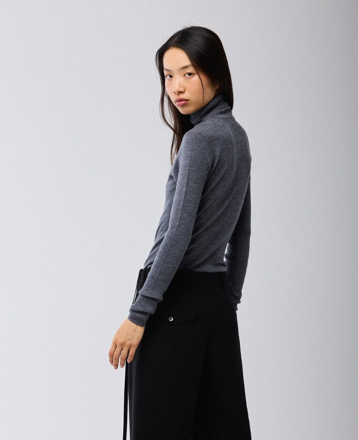 MAJESTIC FILATURES High Neck Shirt  Long Sleeve Dark Grey