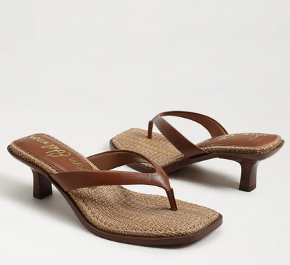 SAM EDELMAN Dollie Thong Sandal Rich Cognac Leather