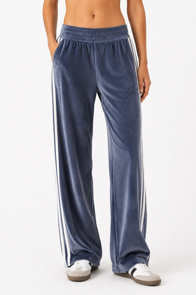 MAJESTIC FILATURES Velvet Wide-Leg Track Pants Windy blue