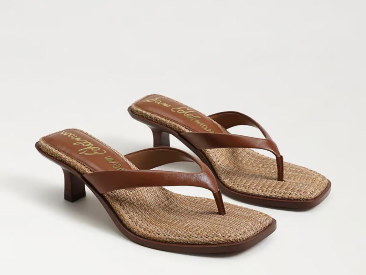 SAM EDELMAN Dollie Thong Sandal Rich Cognac Leather