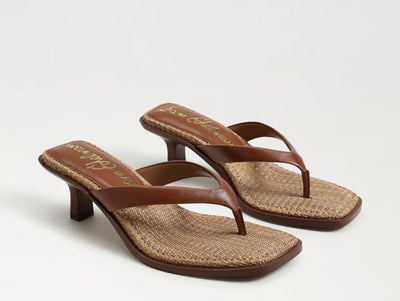 SAM EDELMAN Dollie Thong Sandal Rich Cognac Leather