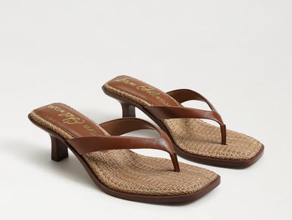 SAM EDELMAN Dollie Thong Sandal Rich Cognac Leather