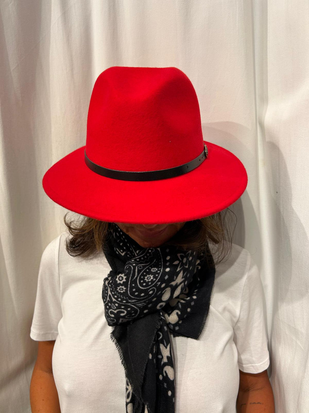 Parisian Fedora Hat Fire Red