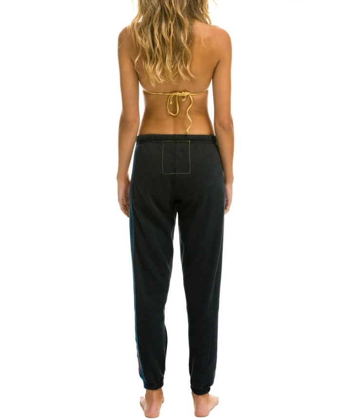 AVIATOR NATION 5 STRIPE SWEATPANTS - CHAROCAL