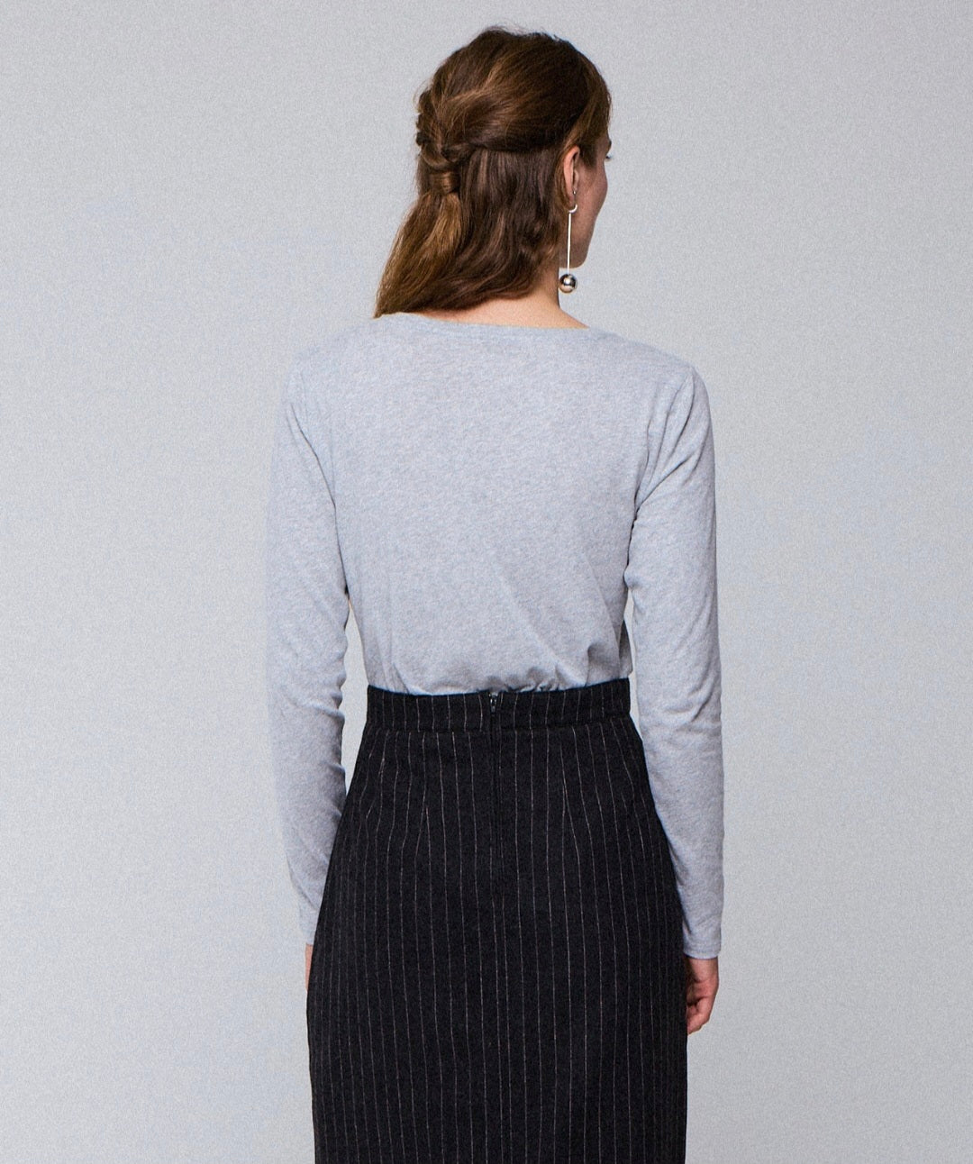 MAJESTIC FILATURES Long-Sleeve Cotton and Cashmere Crew Neck T-Shirt Grey