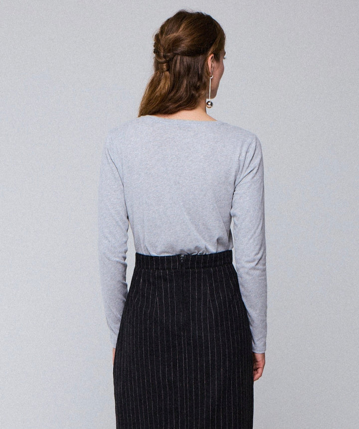 MAJESTIC FILATURES Long-Sleeve Cotton and Cashmere Crew Neck T-Shirt Grey