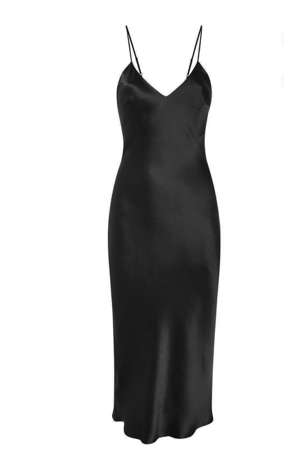 Gilda & Pearl Sophia Midi Silk  Slip Dress Black