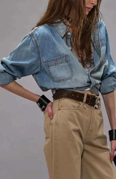 R13 Wrap Around Denim Work Shirt