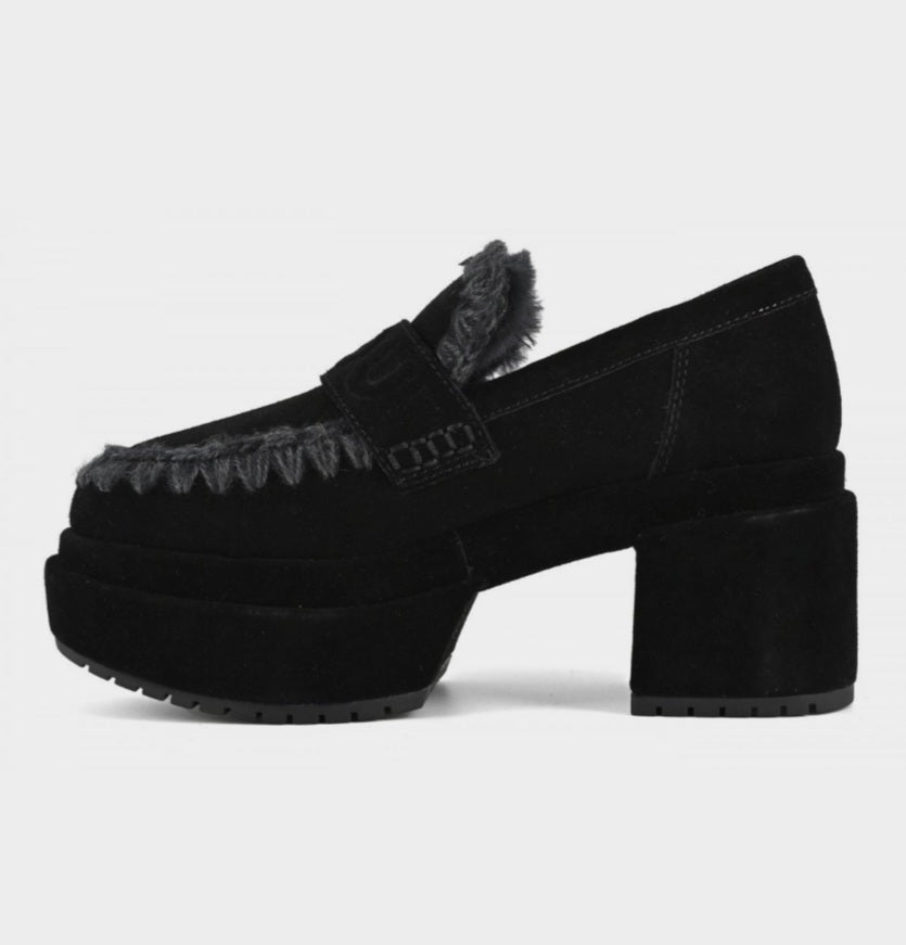MOU Platform loafer suede colour Black