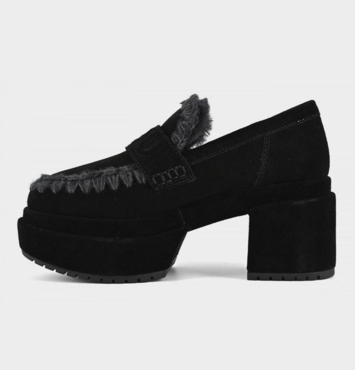 MOU Platform loafer suede colour Black